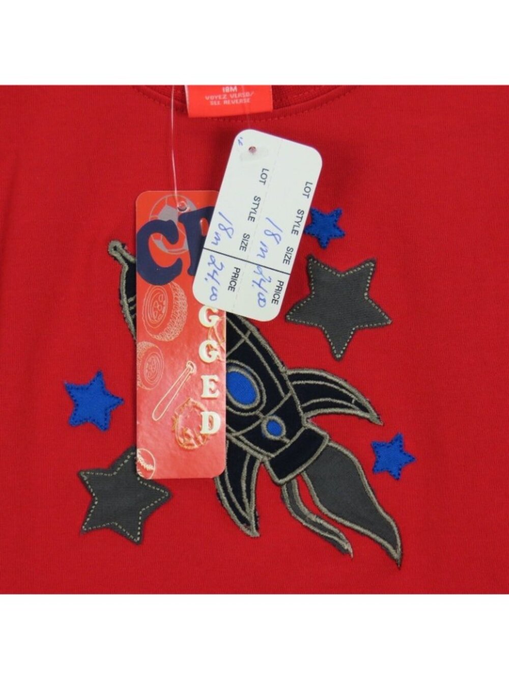 CR Rugged Boys Red Long Sleeve T-Shirt 18M With Rocket & Star Design Toddler Pul - Picture 3 of 3